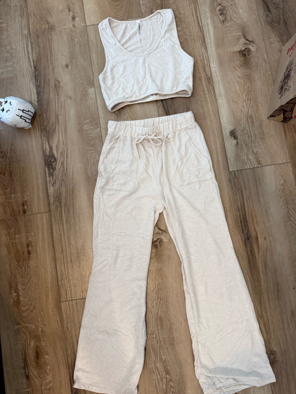 Cream Cozy Crop Tank — Soft Lounge Top